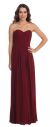 Strapless Pleated Bodice Long Formal Bridesmaid Dress in Burgundy
